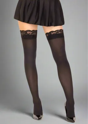 Stockings Opaque Lace Top Black