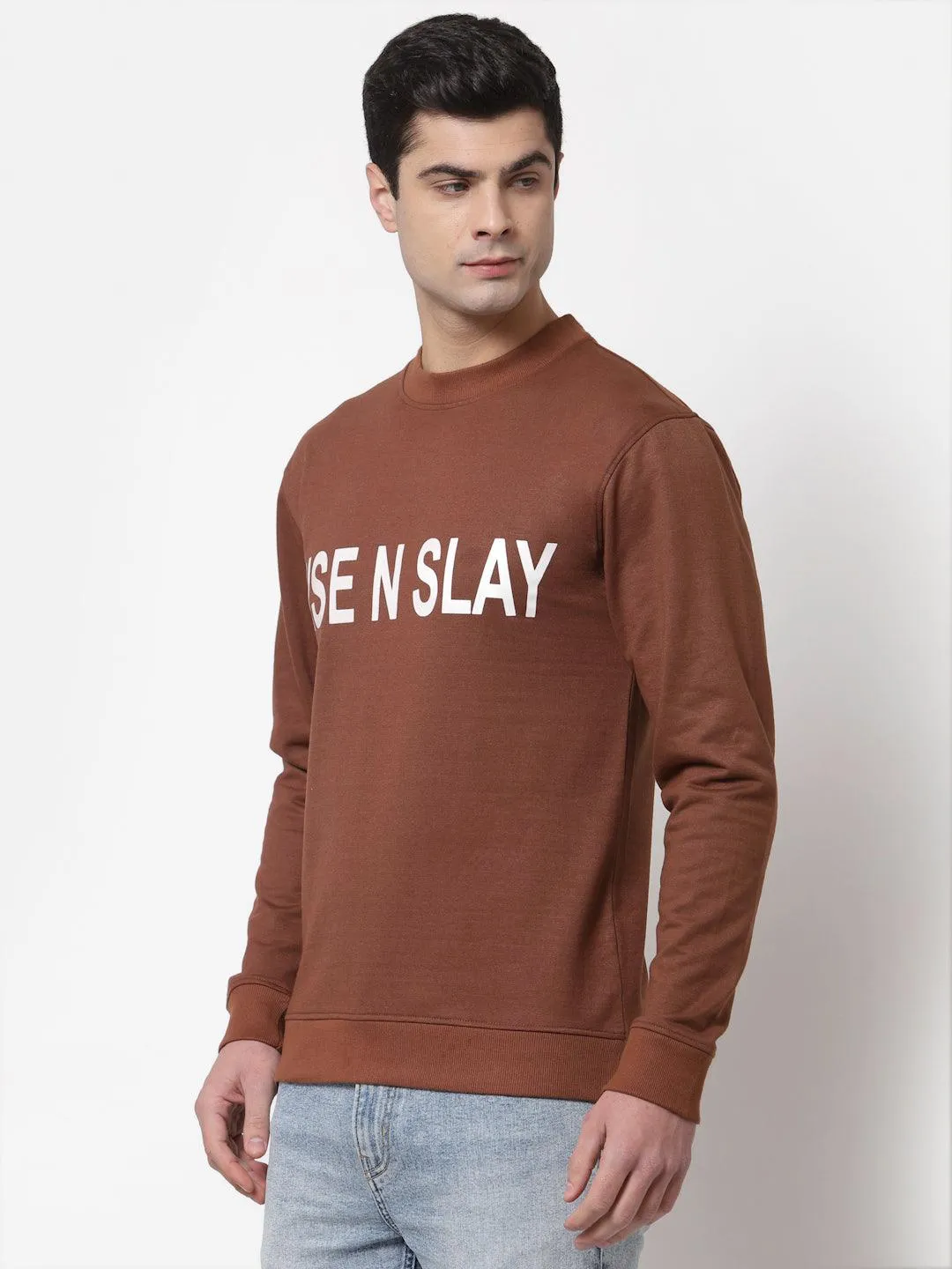 Style Quotient Men Brown Printed Sweatshirt