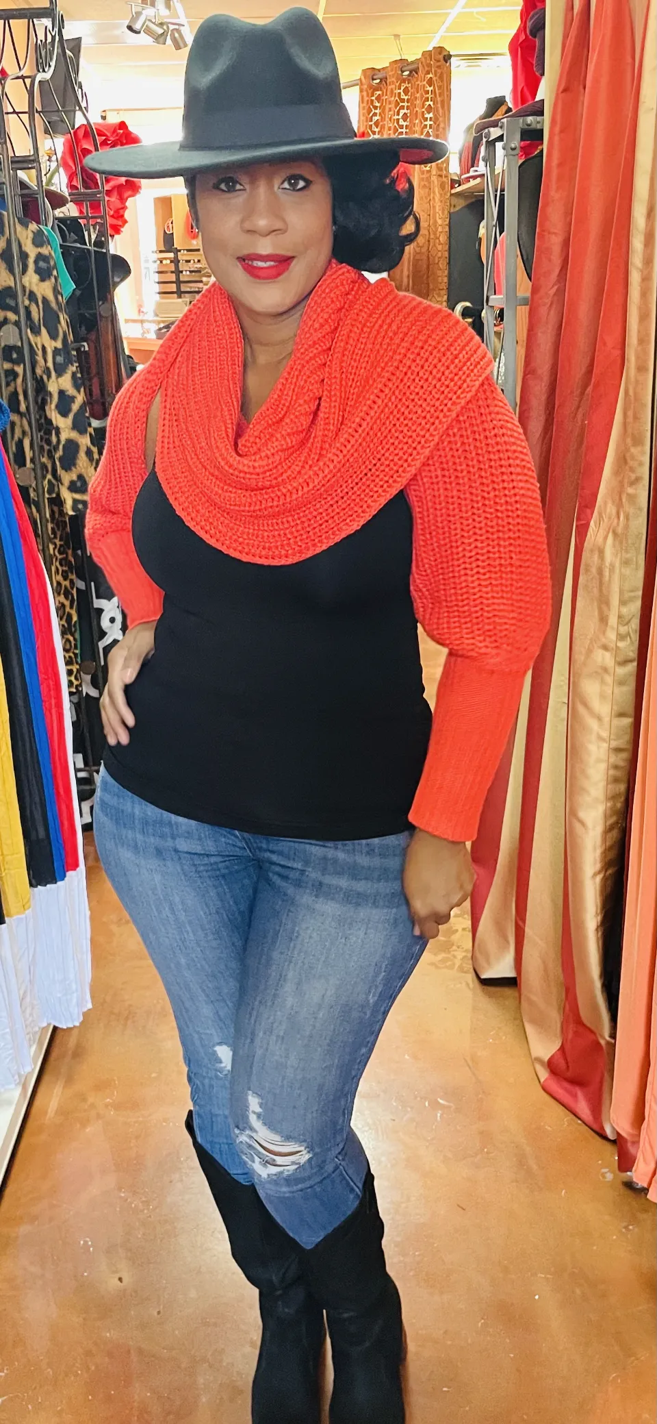 Tangerine Knit Shrug