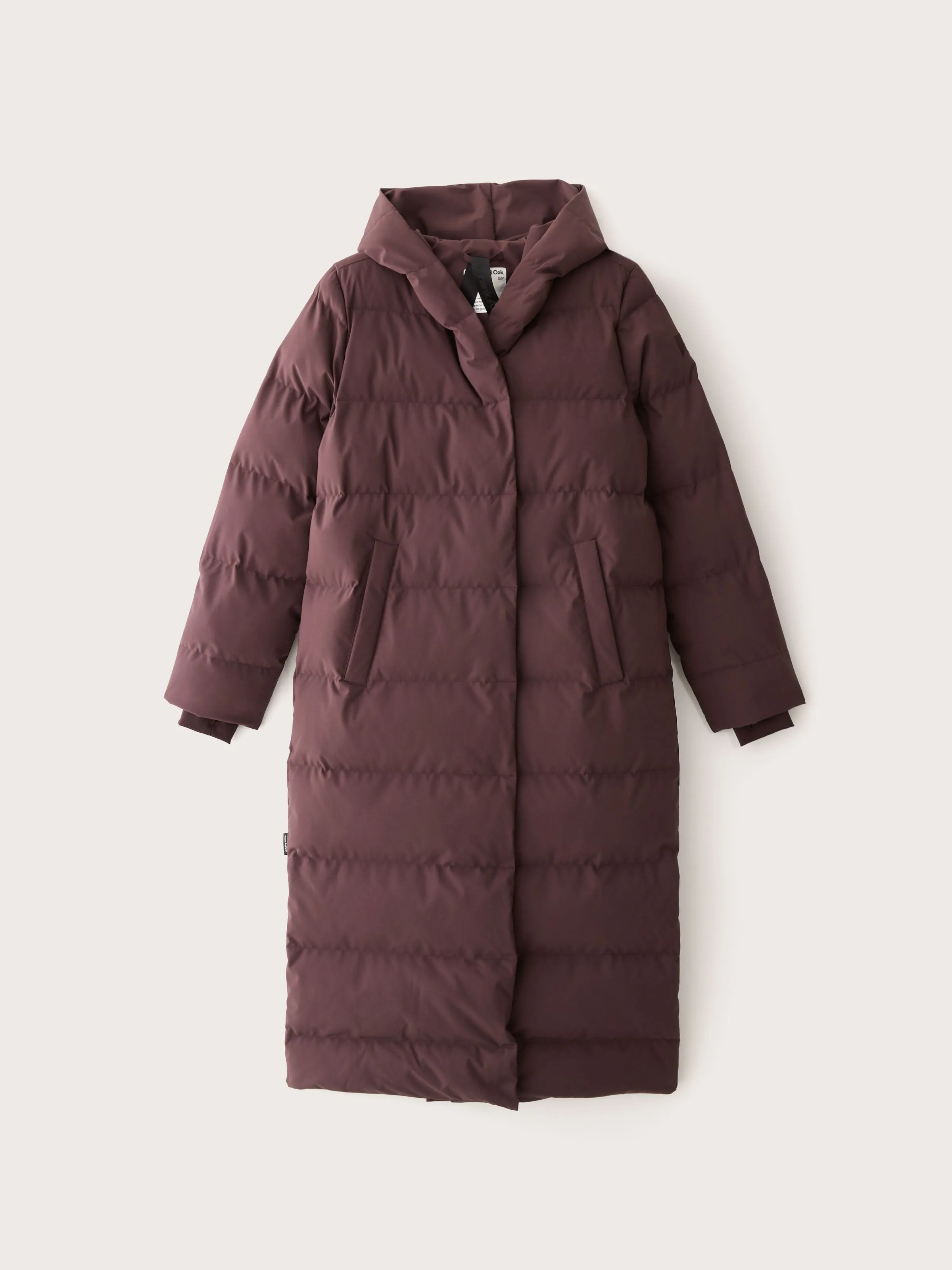 The Highland Long Puffer Coat in Burgundy