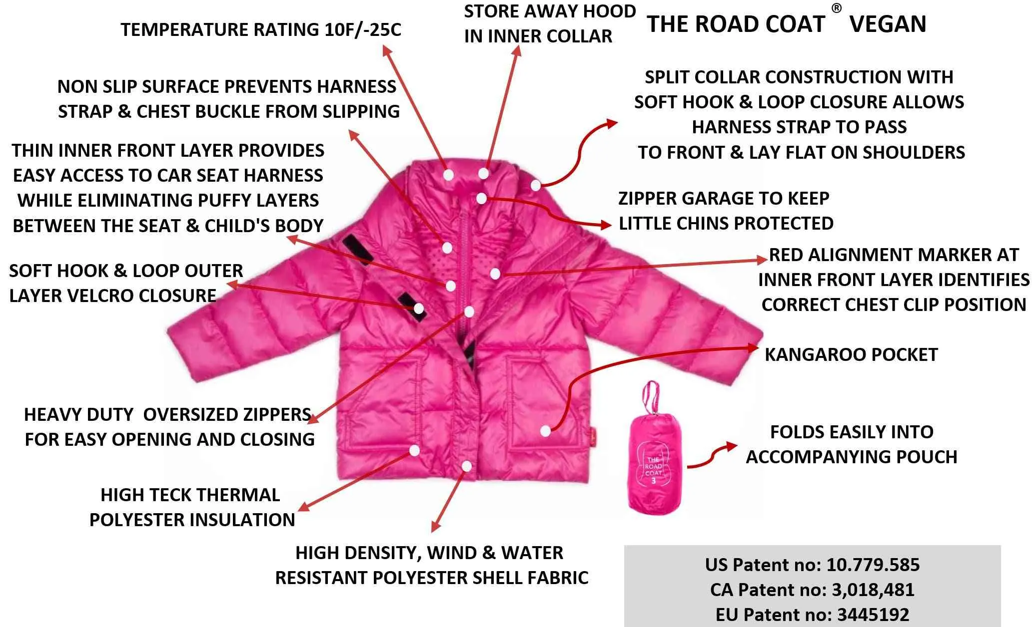 The Road Coat Vegan - Fuchsia