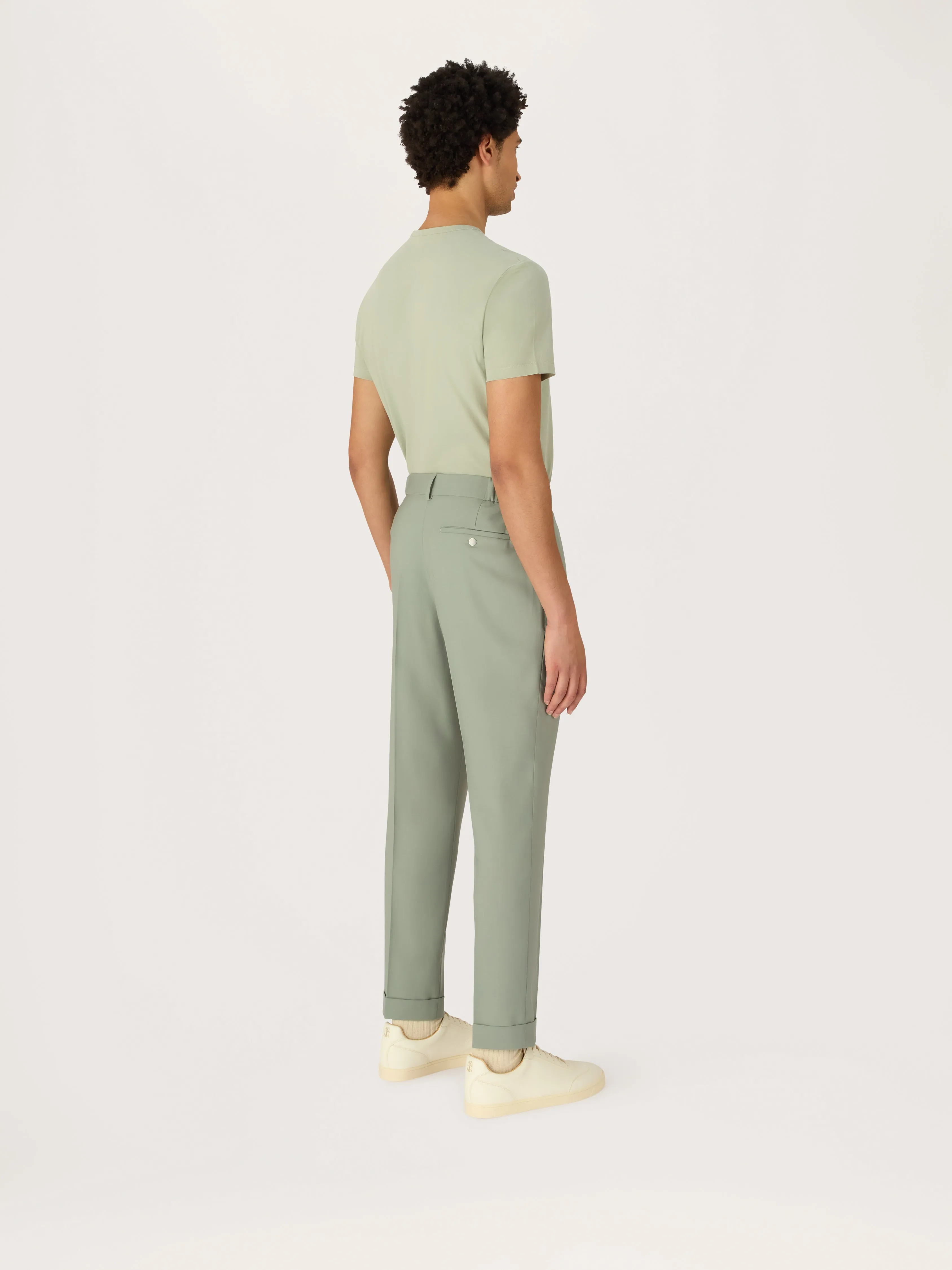 The Tropical Wool 24 Trouser Pleated || Sage | Tropical Wool |