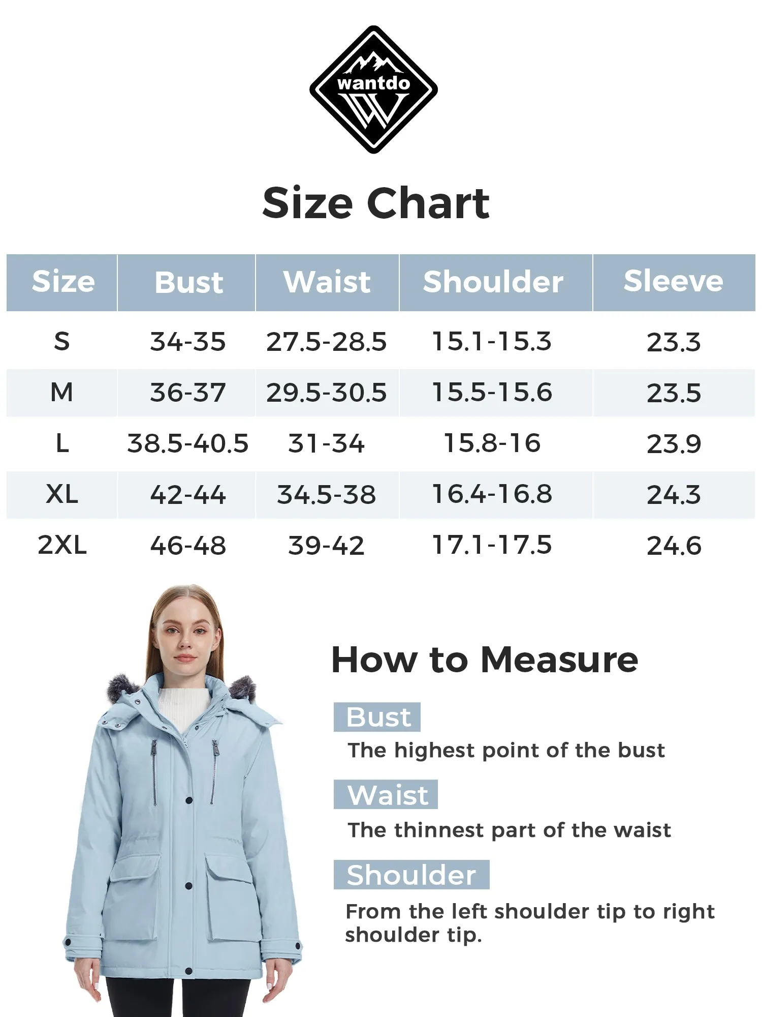 Wantdo Women's Waterproof Jacket Insulated Winter Coat Winter Puffer Coat with Removable Faux Fur Hood