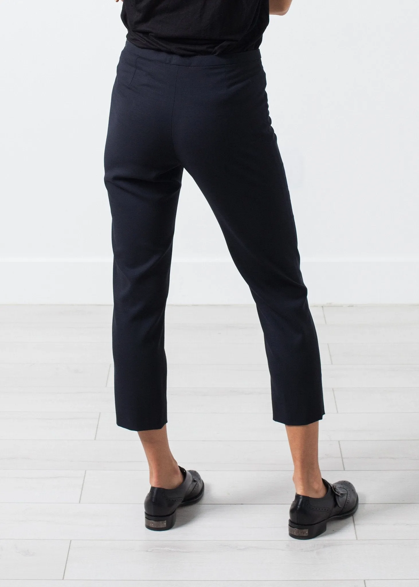 Wool Cropped Pant in Navy